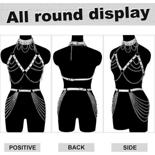 Punk Harness Erotic Collar Necklace Accessories Leather Garter Womens Fetish Suspenders Lingerie Edgy Clothes Stocking Belt