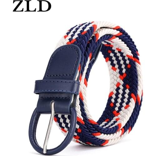 ZLD Elastic Braided Belt Women Casual Pin Buckle Belts Men High Quality Multiple Sizes Not Need Punch Easy Wear Fashion Luxury