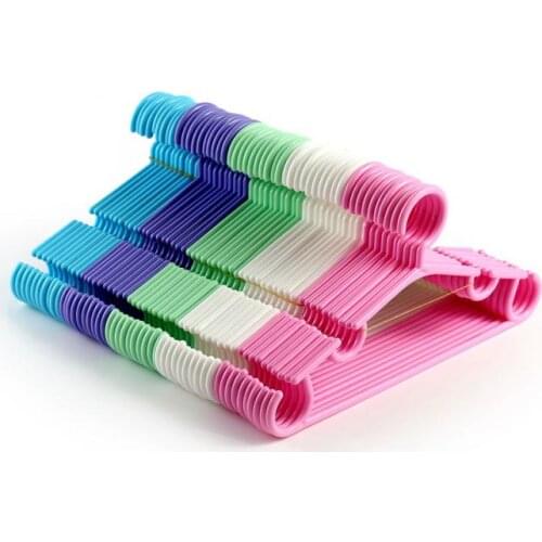 10pcs/batch portable multifunctional hook design outdoor wet dual-use non-slip candy color childrens plastic clothes hanger