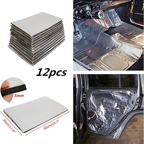 12pcs 8mm Car fireproof Sound Mat Proofing Deadener Heat Noise Insulation Deadening Mat Hood Closed Cell Foam 50x30cm