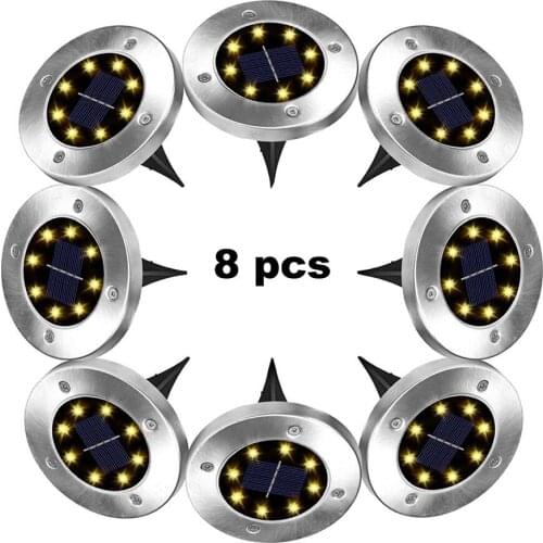 2-8pcs 8 led 10Pcs Solar Powered Ground Light 8 Led Pathway Floor Light Underground LampsOutdoor Garden Landscape Garden Lawn La