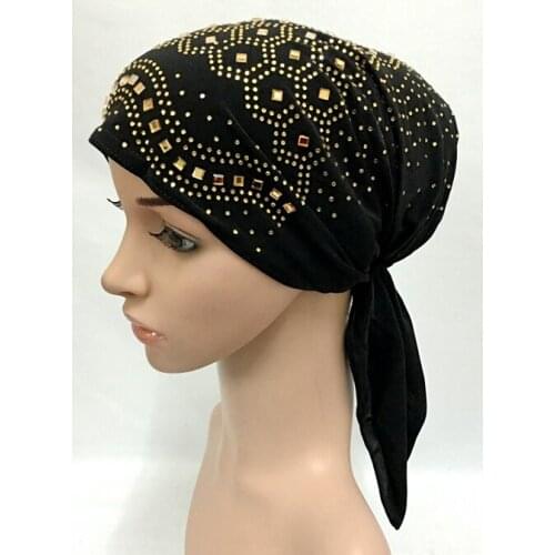 20pieces/lot) new style 2016 crystal tie back underscarf,muslim hijab caps mix colors XM091