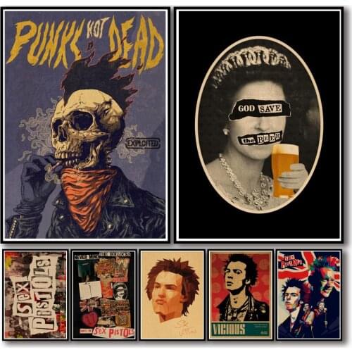 29 Designs Sex Pistols Kraftpaper Poster Alternative Abstract Art Painting Funny Wall Sticker for Coffee House Bar