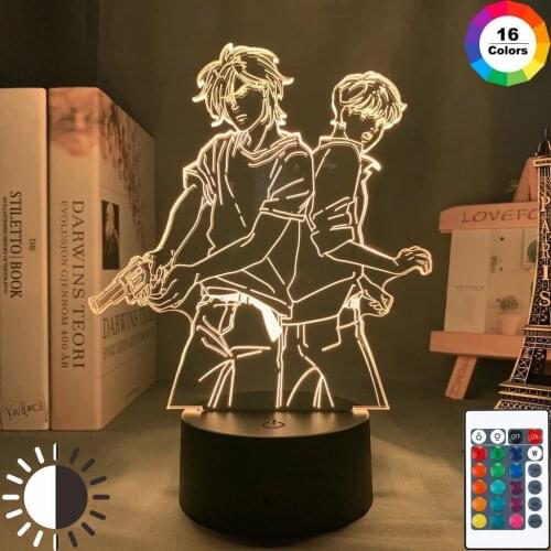 3D Led Banana Fish Indoor Night Light Anime For Home Room Indie Kid Decor Usb Table Lamp Cool Child Gift Home Figurine Ornament