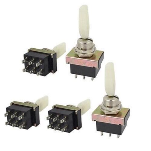5pcs AC 220V 3A DPDT On/Off/On 6 Pin Mini Toggle Switches KN3-203B