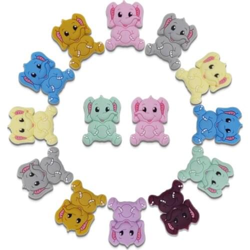 Kovict 50/100pcs Elephant Baby Rodent BPA Food Free Silicone Teething Nursing Pacifier Clip Silicone Beads