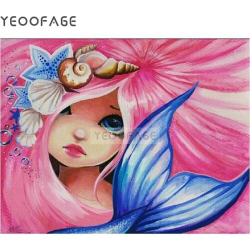 5D Diamond Painting Cross Stitch Kit DIY Diamond Embroidery Mermaid Square Rhinestone Pasted drill resin Mosaic Needlework