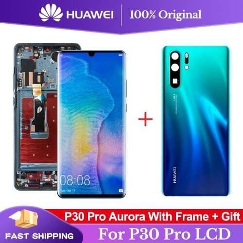 6.47" Original For Huawei P30 Pro LCD Display Touch Screen Digitizer For Huawei VOG-L29 VOG-L09 VOG-L04 LCD with Battery cover