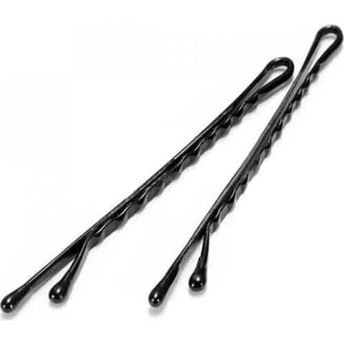 60Pcs Retro Style Metal Waved Hair Clips Bobby Salon Pins Grip-s Hairpins Barrette Black Clips