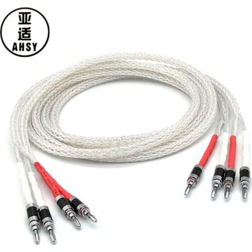 AHSY AUDIO 8ag Pure Silver-plated OCC Hifi Speaker Cable Hi-end Speaker Wire for Amplifier and CD