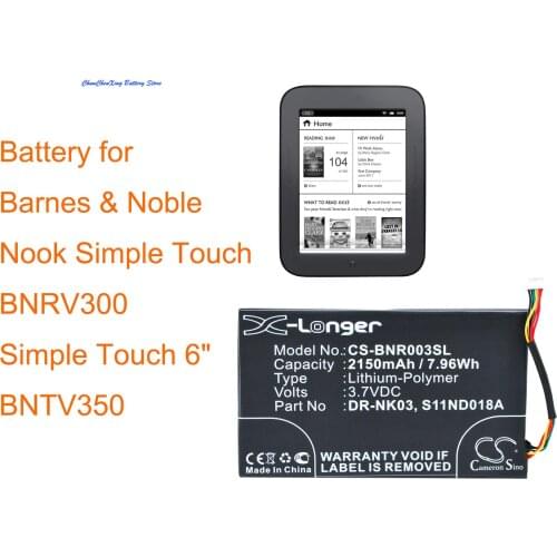 Cameron Sino 2150mAh Battery DR-NK03, MLP305787, S11ND018A for Barnes&Noble BNRV300,BNTV350,Nook Simple Touch, Simple Touch 6"