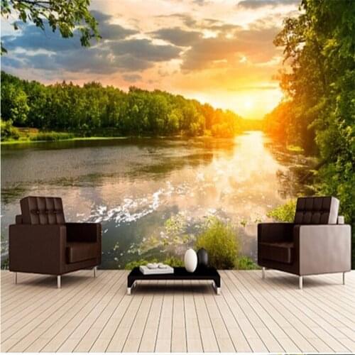 Beibehang Custom photo wallpaper wall stickers river sunset, 3D photo wall paper room mural living room TV 3D papel de parede