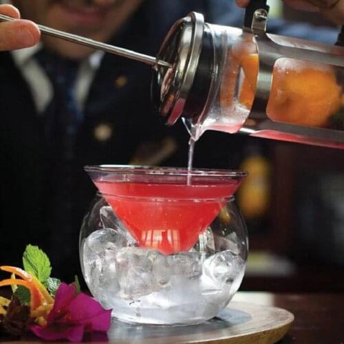 Lead-free crystal molecular martini glass double-layer cocktail glass Margaret glass glass triangle glass