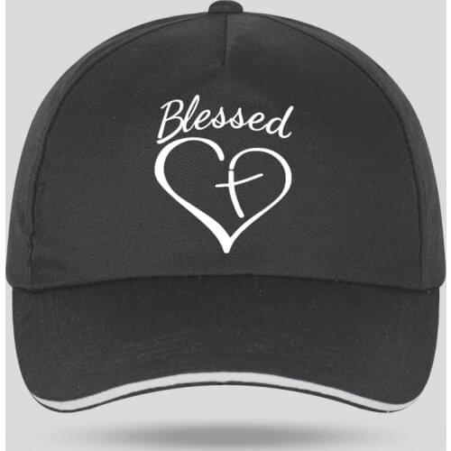 New Men Women Fashion Blessed Heart and Cross Print Baseball Caps for Hip Hop Cotton Velcro Trucker Cap Bone Dad Hats