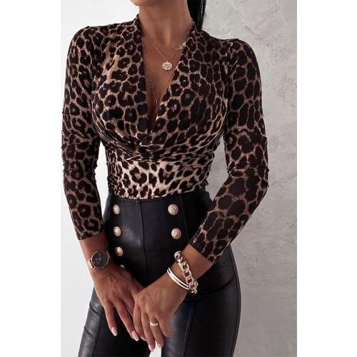 2020 Trending Ladies Sexy V Neck Tight Long Sleeve Glitter Pure Black Blouses Womens Fashion Vintage Tops