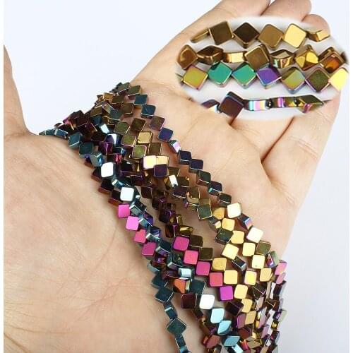 Natural Hematite 4x4mm6x5mm Electroplated Horse Eye Beads Jewelry Making DIY Necklace Bracelet Earrings Jewelry Accessories 16"