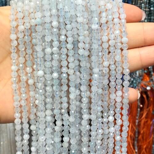 2/3/4mm Natural Faceted Aquamarines Beads Loose Spacer Rondelle Tiny Beads For Jewelry Making Accessories Diy Bracelet Necklace