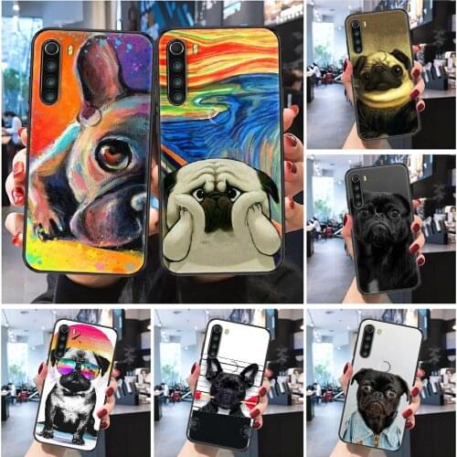 Pug Bulldog Cute Cartoon Painted Phone case For Xiaomi Redmi Note 7 7A 8 8T 9 9A 9S 10 K30 Pro Ultra Frosted black trend hoesjes