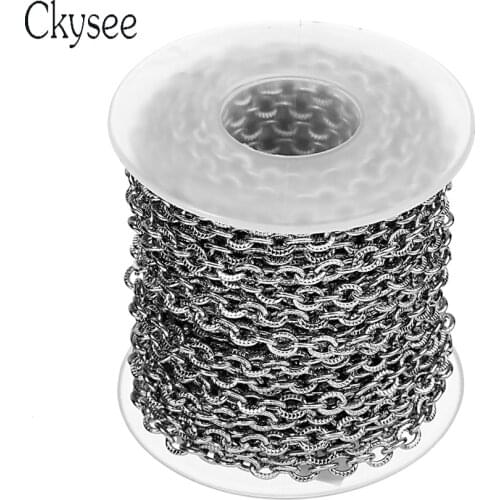Ckysee 10Yards/Roll 2.5/3/4mm Width Stainless Steel Bulk Chain Necklaces For Women Men Tone Rolo Link Chain Jewelry Gifts