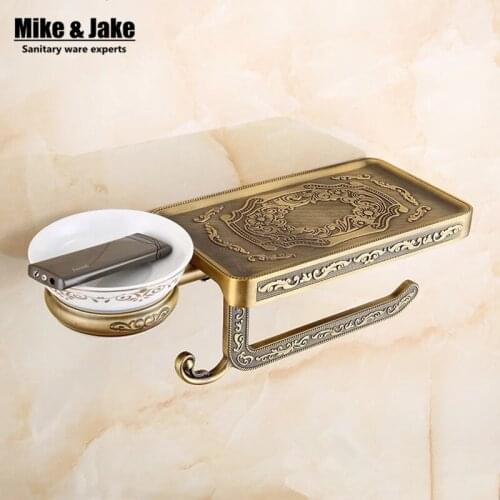 Antique bathroom paper phone holder with ashtray shelf bathroom Mobile phones towel rack toilet paper holder tissue boxes