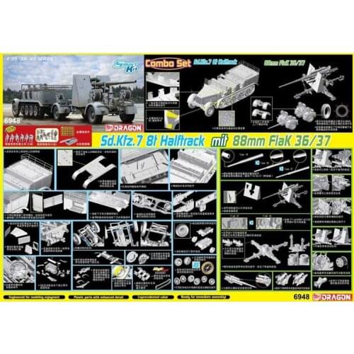 Dragon 6948 1/35 sd.kfz.7 8t Halftrack mit 88mm Flak 36/37