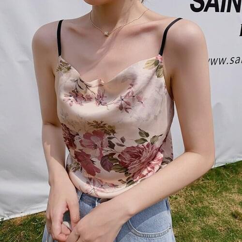 French sexy Women Thin Wild printing Camis Vest Women Tank Tops Female Sexy Strap Basic Tops Slim Sleeveless Camisole tops