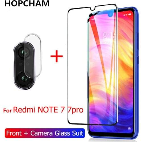 HOPCHAM 2 in 1 Camera Lens Film for Redmi Note 7 Full Cover Tempered Glass Screen Protector For Xiaomi Redmi Note 7 7pro