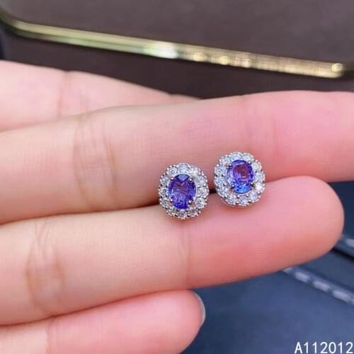 KJJEAXCMY fine jewelry natural Tanzanite 925 sterling silver luxury girl earrings new Ear Studs support test hot selling