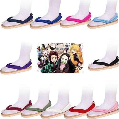 Hot Anime Demon Slayer Kimetsu No Yaiba Cosplay Accessories Kamado Nezuko Cosplay Clogs Kimono Flip-flops Geta Slippers Shoes