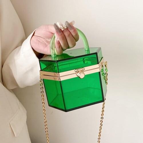 Fashion Clear Acrylic Womens Handbag Designer Transparent Clutch Evening Party Bags for Women 2021 Female Womens Bag Purses