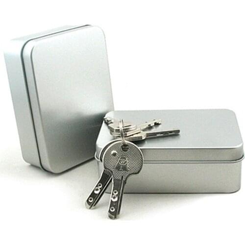 2pcs Survival Kit Tin Higen Lid Small Empty Silver Flip Metal Storage Box Case Organizer For Money Coin Candy Keys