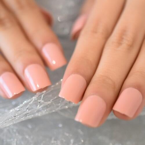 Nude Color Beautiful Fake Nails Medium Press On Nail Squoval High Quality Artificial Nails