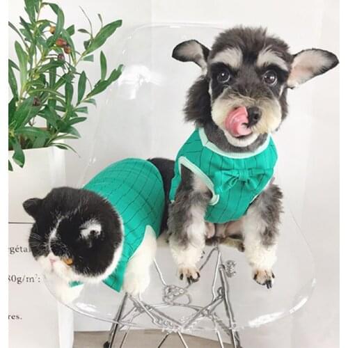 New Bow Tie Cotton French Bulldog Summer Cool Striped Vest Pet Dog Clothes for Small Dogs Pets Clothing Pug Breathable Costume