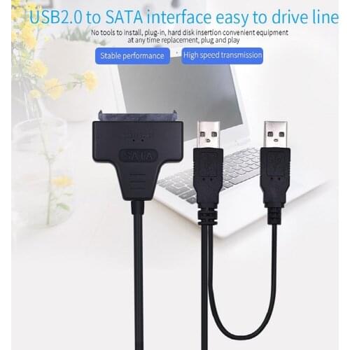 TISHRIC SATA USB 2.0 Cable Converter Adapter with USB Power for Laptop 2.5 Inch HDD SSD DVD Hard Disk/Drive USB SATA 15 7 22Pin