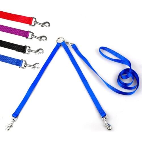 Small Dog Leash for 2 Dogs 48"Length Nylon Belt 2 Way Double Dog Coupler Leash with Walking Lead Set 3 Size Pet Products