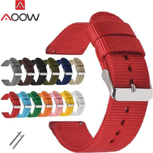 Durable Nylon Band Strap 18mm 20mm 22mm 24mm for Samsung Galaxy Watch Active 2 40mm 44mm 42mm 46mm Gear S2 S3 Amazfit Bracelet