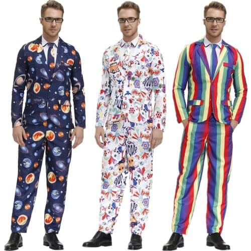 Retro Night Fever Dancer 80s Disco Dance Costume Men Fancy Dress Club Clothes Halloween Costume Adult Vintage Performance Outfit