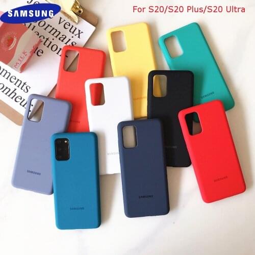 Original Samsung Bottom Close Silicone Case For Galaxy S20 S20 Ultra S20+ Plus Liquid full protecter Soft-Touch back cover shell