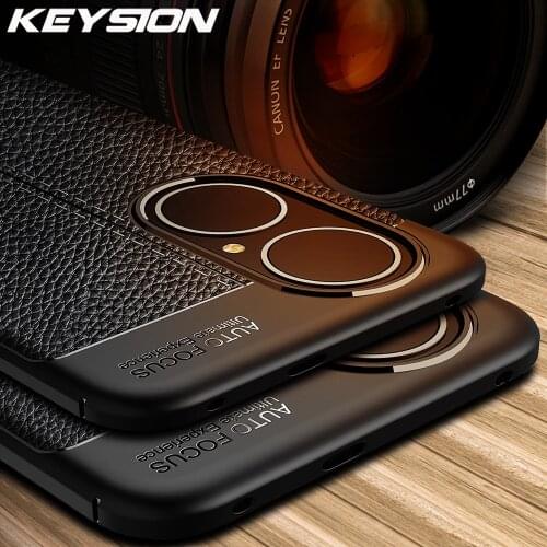 KEYSION Shockproof Case for Huawei P50 P50 Pro 5G leather texture soft silicone Phone Back Cover for Huawei P40 Lite E P30 Pro