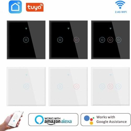 1/2/3 Gang TUYA WiFi Smart Touch Switch 110-250V Smart Life Wall Button Smart Light Switch For Alexa And Google Home Assistant