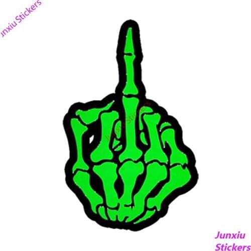 Waterproof Car Sticker Styling Vinyl Decal SKULL MIDDLE FINGER SKELETON AUTO MOTO TRUCK TUNING SUV Fine Decal Decor PVC13x7cm