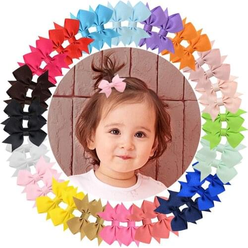 50 Pieces 25 Colors in Pairs Baby Girls Fully Lined Hair Pins Tiny 2" Hair Bows Alligator Clips for Little Girls Infants Toddler