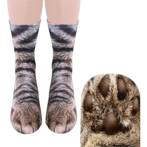 Women Men Adult Unisex Kids Animal Paw Crew Medium Socks Sublimated Print 1pair
