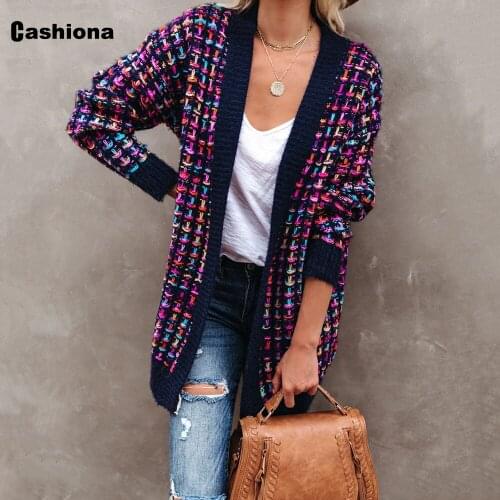 Women Cardigan Sweater Trendy 2021 Spring Autumn Long Coat Patchwork 3D Print Top Streetwear Femme Punk Style Sweaters Outerwear