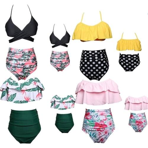 Womens Padded Push-up Bikini Set Beach Swimsuit Bathing Suit Family Matching Mother Girl Swimwear Set Swimwear Beachwear