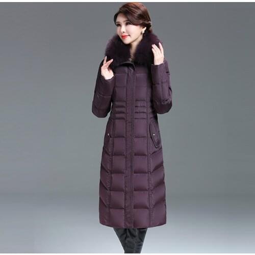 Womens Down Jacket Winter Warm Coat Big Plus Size White Duck Down Jackets Long Parkas For Mother Clothing Outwear Free Shipping