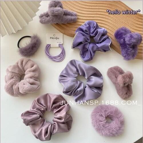 Korean version of ins temperament elegant and sweet hair French large intestine ring female clip BB clip hair accessories