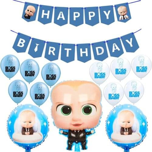 1set Boss Baby Latex Balloons BOSS Foil Ballons Baby Shower Boy Girl Happy Birthday Banner Blue Pink Theme Party Decor Globos