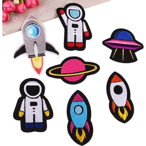 1pcs Aerospace Series Embroidered Patches Sew Applique Stickers Badge Accessories Decoration Denim Clothing DIY