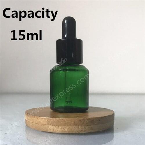 100pcs 15ML Glass Bottle Essence Bottle, Dropper Cosmetic Bottles,15ml Green Glass bottle ,Glass Container For Essential Oil Use